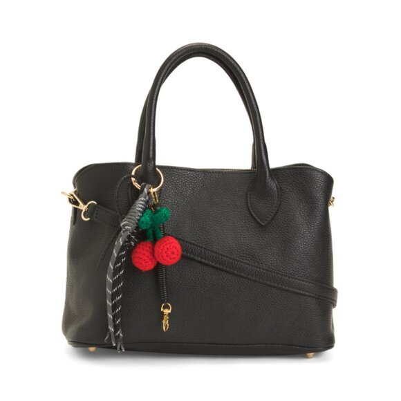 DIVINA FIRENZE Black Made In Italy Leather Satchel - Picture 1 of 2